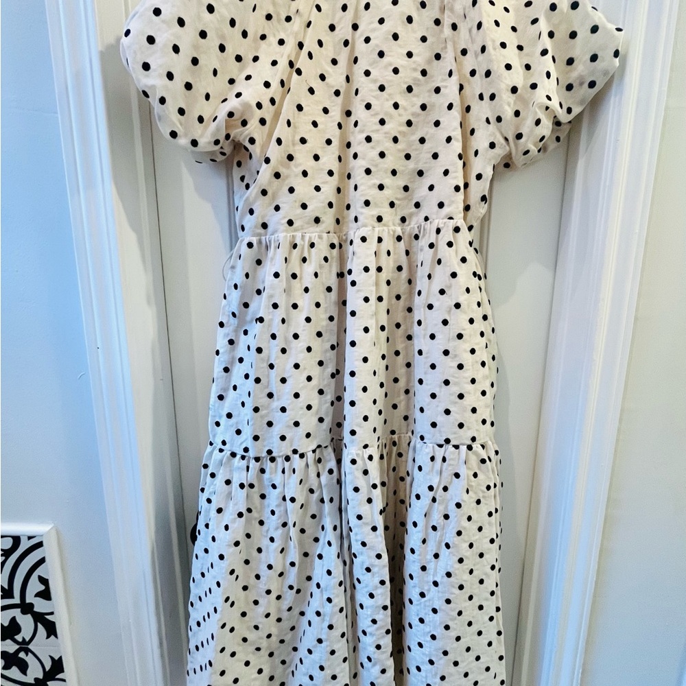Madewell Polka Dot Puff Sleeve Midi Wrap Dress - Picture 4 of 7